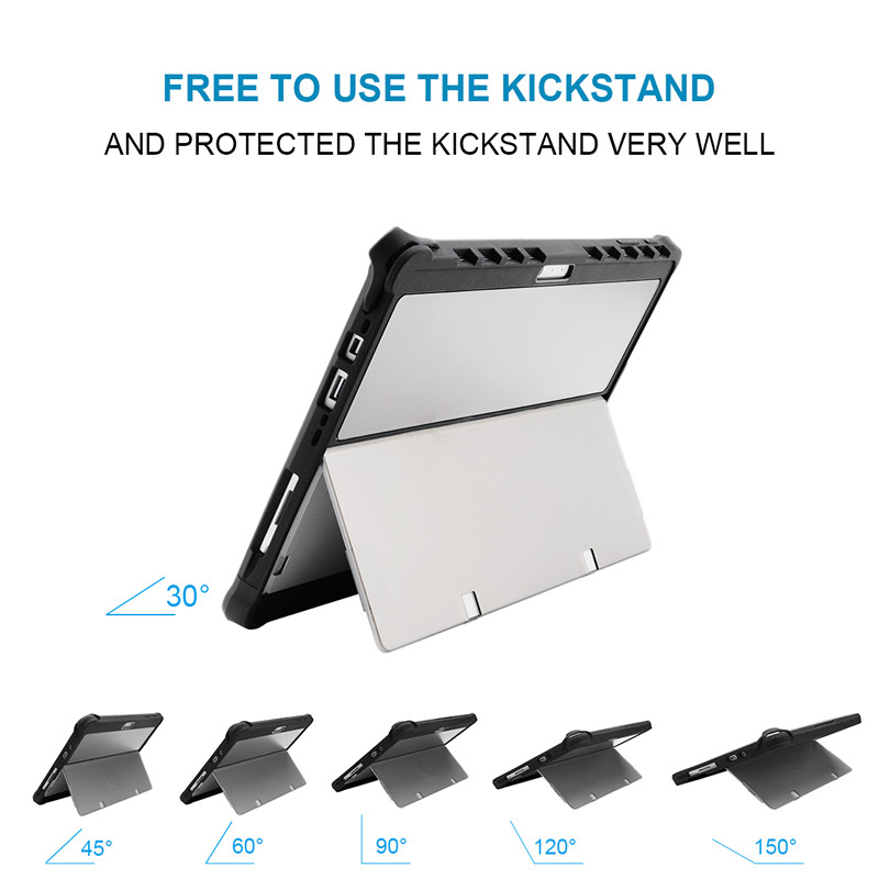 Rugged Folio Protective Cover Compatible with Type Cover, Kickstand case for Surface Pro 4/5/6/7/7 Plus